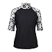 UV SKINZ UPF50+ Womens Aloha Short Sleeve Sun & Swim Shirt-Black Aloha-XL