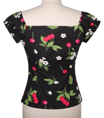 Image of YARN & INK Women's Rockabilly Tops 1950s Pinup Shirt Casual Off Shoulder Vintage Blouse