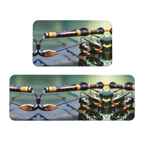 Tappetino da cucina con canna da pesca, antiscivolo, facile da pulire, spesso, per cucina, lavello