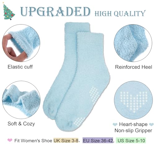 Women's Cozy Fuzzy Warm Plush Slipper Socks Animal Gift Box 3 Pairs Pack Christmas socks3