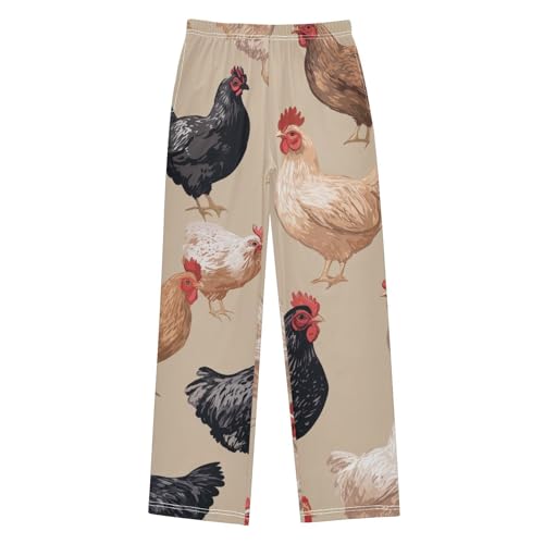 ZZXXB Cartoon Rooster Boys Long Pants Soft Trousers Elastic Waist Kids Lounge Bottoms with Pockets S-XL