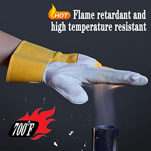 Slfc 10.5 Inches Cow Split Leather Working Gloves Welding Gloves Safety Gloves Hand Protection Rigger #TOP2
