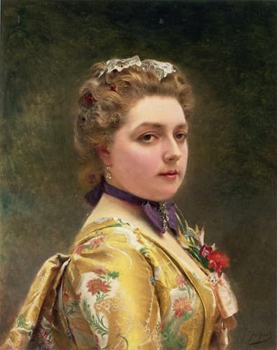 Peinture portrait de femme Gustave Jean Jacquet 60x90cm pour décoration chambre