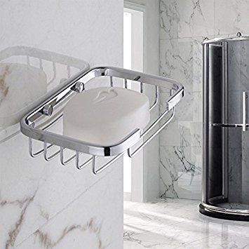 Lifechaser Bathroom Stainless Steel Soap Dish Soap Box Sponge Holder Wall Mount, Polished Chrome