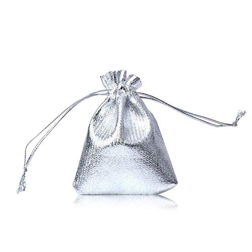 BigBigShop 100 Stück Organzabeutel Schmuckbeutel Organzasäckchen Geschenk Organza Bag Hochzeit Säckchen für Schmuck Fest Party (Silber,10x15cm) Cover