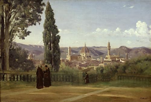 Tableau Florence Boboli par Corot - Toile décorative SERENDIPITP 60x90cm pour salon