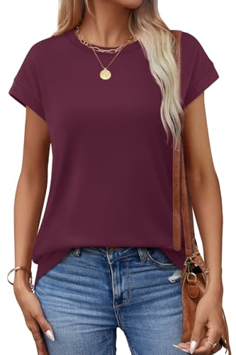 Image of Alaroo Womens Summer Tops Short Sleeve Shirts Crew Neck Cute Trendy Tunic Blouses (S-3XL)