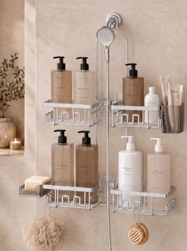 Adjustable Shower Caddy Hanging for Handheld Showerheads Rustproof Silver