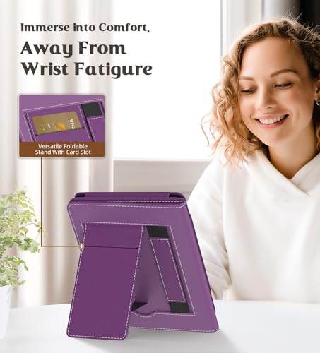 Image of MoKo Case Fits All-New 6 inch E-Reader(11th Gen, 2024 /2022)(10 /8th Gen,2019 /2016),Ultra Lightweight PU Shell Cover with Auto Wake /Sleep for Ebook 2024,Not for Kobo Aura 2 /Remarkable, Lychee Deep Purple