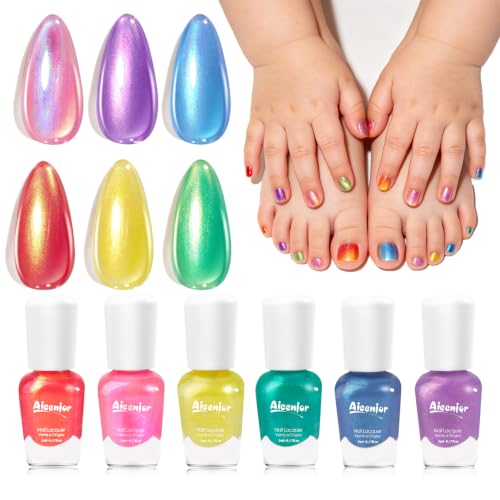 Aieenjor Nagellack Kinder Meerjungfrau kindernagellack ab 3 Jahre Ungiftig