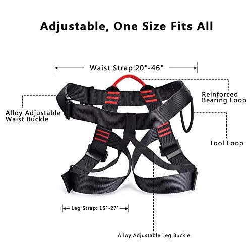 Weanas Thicken Climbing Harness, Protect Waist Safety Harness, Wider Half Body Harness for Mountaineering/Fire Rescuing/Rock Climbing/Rappelling/Tree Climbing