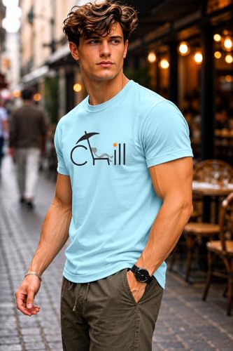 Image of INKKR Regular Fit Half Sleeves Round Neck Typographic Printed Cotton T-Shirt