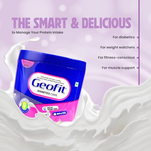 Image of Geofit Vanilla Diabetic Protein Powder 250g | Supports Gut Health & Digestion | Antioxidant Rich | No Added Sugar | Rich in Fiber & Amino Acids | Best Diabetic Care Protein for Men & Women