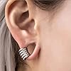 Vankula Poids d'oreille écarteur créoles empilables en Acier Inoxydable Piercing Bijoux pour Femmes Hommes 12mm Argent #4