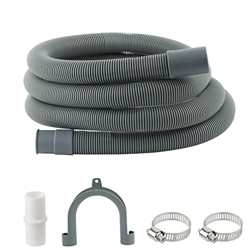 Tuyau Lave-Linge 2m, Rallonge de Tuyau Vidange pour Machine à Laver, Avec Raccord Vidange et 2 Clips, Pour Laveuse, Lave-Vaisselle et Sécheuse (2M)