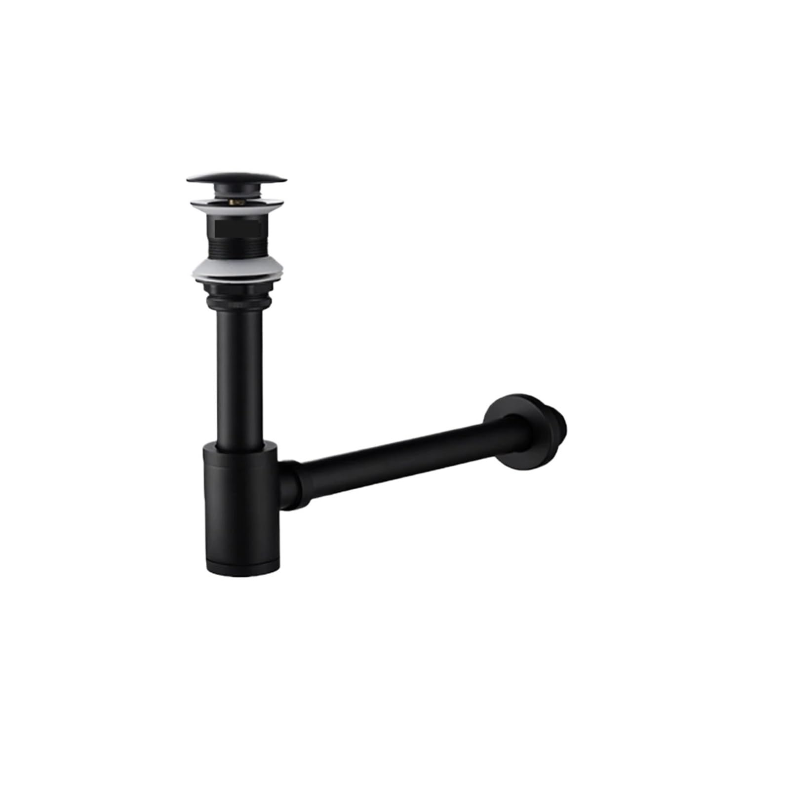 Xiehya Black No Ovflow 1 Pcs Bathroom Siphon Sink Drain Pipe Fixture Bottle Trap Black Brushed Chrome Pop Up Filter Stopper For Home For Diy Tools(Black No Ovflow)