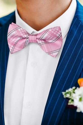 Image of HISDERN Bow Ties for Men Pretied Bowties Classic Formal Business Bow Tie Adjustable Tuxedo Bowtie for Wedding Party