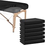 6 Piece Microfiber Massage Table Sheets, Fitted Massage Covers, Reusable Spa Bed Sheets, Soft Beauty Salon Table Protective Cover Set, Professional Massage Linens for Salon (195 x 91 x18 cm, Black)