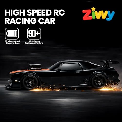 Image of Big Remote Control Car - Black | 2.4G Rechargeable Remote Control Drift Car with 150m Range | Smoke Effect, LED Lights & Music | High-Speed | Best Gift for Boys & Girls 2 3 4 5 6 7 8+ Years