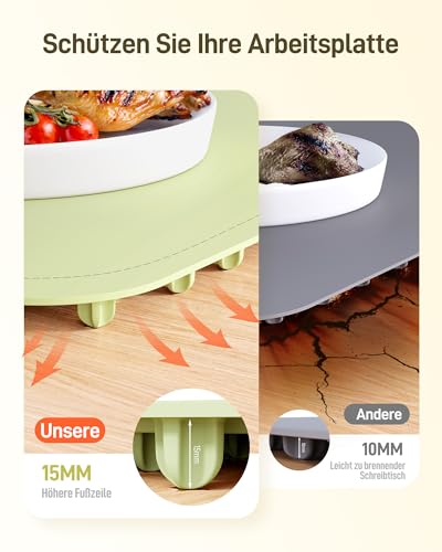 COLDFILL Warmhalteplatte Elektrisch - Faltbare Speisenwärmer 40-110℃ Einstellbare, Schnelle Heizung in 5S, 15mm Verbrühungsschutz, für Speisen Warm Halten, für Auftauen Buffet Server Party, Grün – Bild 6