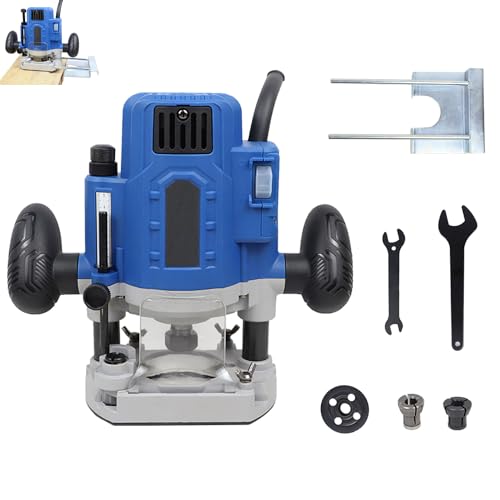 Hancaner Fresadora de Madera Rebajadora Electrica 1200 W 25000RPM,Fresadora Eléctrica para Madera, Fresadora de Mano Portátil,con Soporte de Guía Paralela, para Grabado en Madera, Tallado con Ranuras