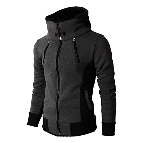 Maiyifu-GJ Zip Up Hoodies for Men Slim Fit Winter Warm Hooded Sweatshirt Jacket Long Sleeve Casual Windproof Coats