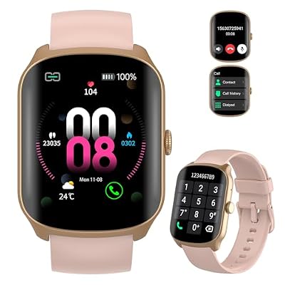 Smart Watch for Men Women, 1.95HD Smartwatch (Dial/Answer Calls), Heart Rate/Sleep Monitor Fitness Smartwatch, Curved Screen Watches, 112+ Sports Modes Activity Trackers,IP68 Waterproof, Pink