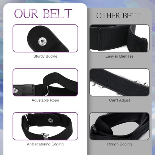2pcs No Buckle Belt for Women Men, Adjustable Invisible Buckleless Elastic Bands for Jeans Casual Pants Waistband4
