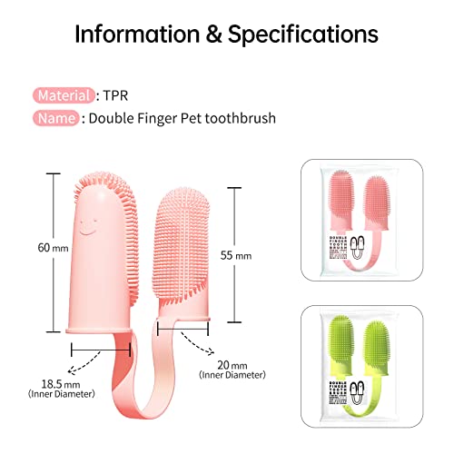 Image of 3 Pack Finger Toothbrush Kit for Easy Teeth Cleaning, Double-Finger Toothbrush Dental Care for Puppies, Cats and Small Pets