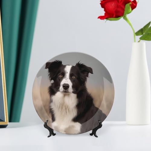 Plato decorativo Bone China Border Collie 7 pulgadas miniatura 6