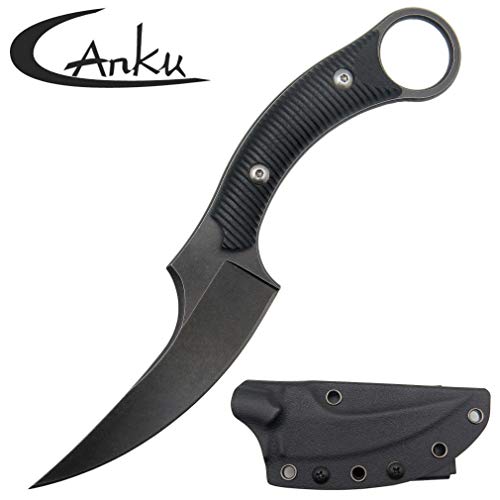 Ccanku C1490 Fixed Blade Knives 8 Inch Karambit Claw Knife D2 Blade Steel & G10 Handle Outdoor EDC Knife Suitable for Outdoor Adventure, Survival, Bushcraft with K Sheath(Black)