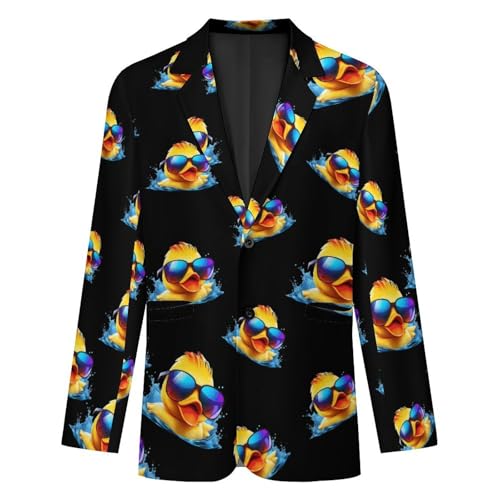 Rubber Duck with Glass Mens Suit Jacket Lapel Blazers 2 Button Business Coat Tuxedo for Wedding Dinner4