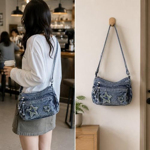 Sac Bandoulière en Denim Souple et Léger Style Décontracté