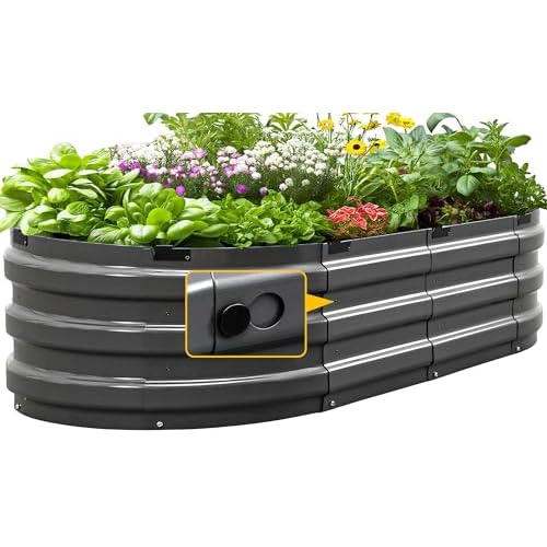 KING BIRD Raised Garden Bed Kit 2026 Upgraded 10-Minute Assembly Galvanized Planter Garden Box Outdoor for Gardening, Vegetables, Flowers, 47x24x12 in, Dark Grey Dark Grey 47X24X12 in