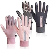 DHHYWWD 2 Pairs Winter Warm Gloves, Windproof and Waterproof Touch Screen Running Thermal Gloves for...