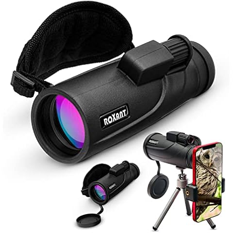 Roxant Falcon Monocular Telescope for Smartphone - 10x42 High Definition BAK4 Prism Focusing Scope - Monoculars for Adults - Includes Monocular, Phone Adapter, Mini Tripod, Case & Lens Cap Cover