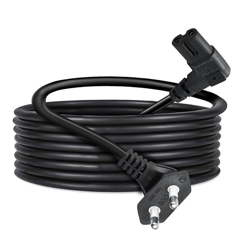 Image of Storite 2 Mtr 2-pin L-Shape Universal Replacement AC Power Cord Cable Wire for Printer, Laptop PC Notebook Computer, Tape Recorder, Camera Black