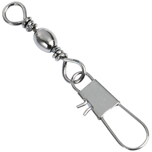Akstore 100pcs Fish Rolling Ball Bearing Barrel Swivel with Safty Snap Connector Solid Rings Fishing +B (#8)
