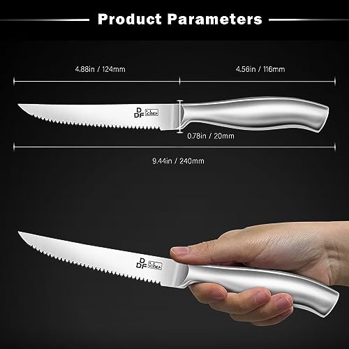 Image of DDF iohEF Steak Knife Set, 6 Piece Steak Knife, High Carbon Japanese Stainless Steel Serrated Steak Knives