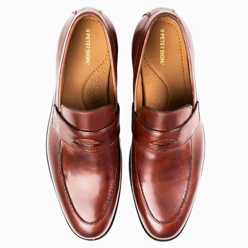 Penny Loafers for Men | Genuine Leather Dress Shoes for Men Almond Toe Design Men's Loafers & Slip-Ons2
