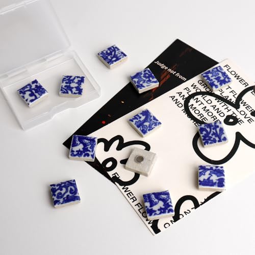 12 imanes decorativos de porcelana azul y blanca para refrigerador miniatura 6