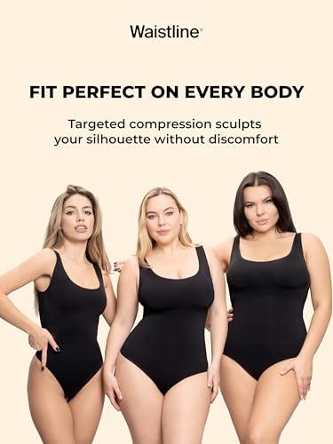 WAISTLINE Women's Sleeveless Bodysuit - Seamless Tummy Control Shapewear Body Suit - Sculpting Snatched Waist Shaper