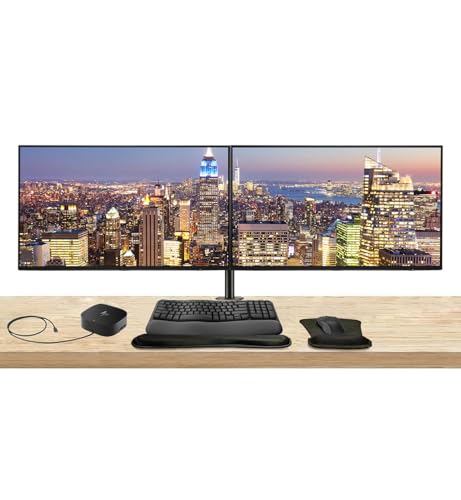 Image of HP Series 7 Pro 32-inch 732pk 4K UHD 2160p LCD HDR Monitor, 2-Pack Bundled with Desk Mount Stand, USB-C Multiport G5 Dock, MK650 Wireless Keyboard & Mouse, Gel Mouse & Wrist Pad