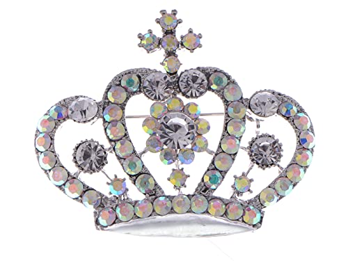 Image of Alilang Amethyst Purple Multi-Colored Crystal Rhinestone Royal Princess Queen Crown Brooch Pin