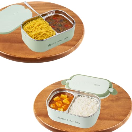 Image of MISK Electric Heating Lunch Box, 1200 ML Capacity, Portable Stainless Steel Food Warmer for Office, Work, Travel use| Radiation Free | Plug and Heat | hot Meal Tiffin Box