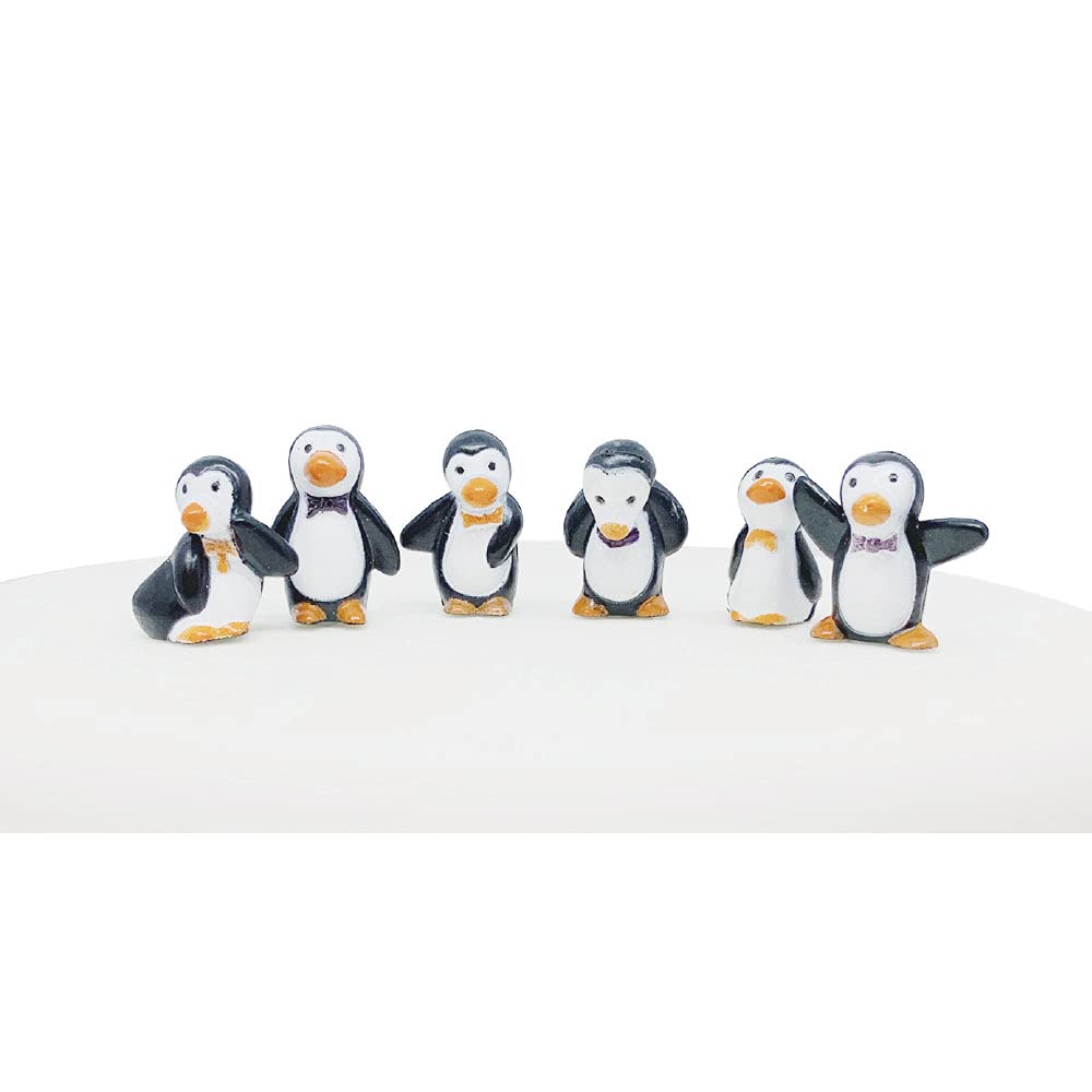 Anniversary House 6pcs Penguin Plastic Cake Topper Picks Christmas Cake Decorations, Christmas Cake Toppers, Yule Log Decorations, Traditional Non-Edible Decorations, BX311 UK