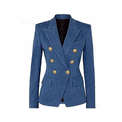 Women's Autumn and Winter Double Breasted Blazer Slim Commuting Jacket3