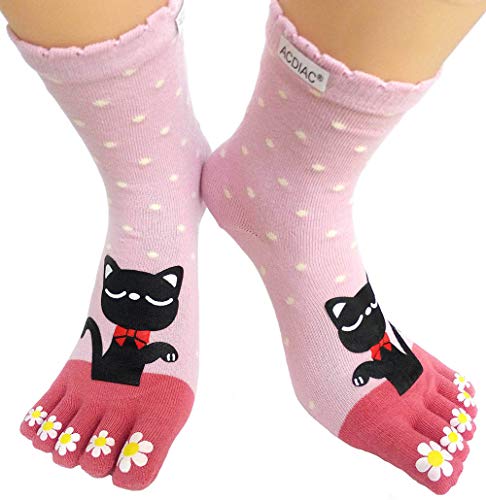 Calcetines de algodón para mujer, calcetines de cinco dedos, divertidos y divertidos dibujos animados - Multi color - Talla única