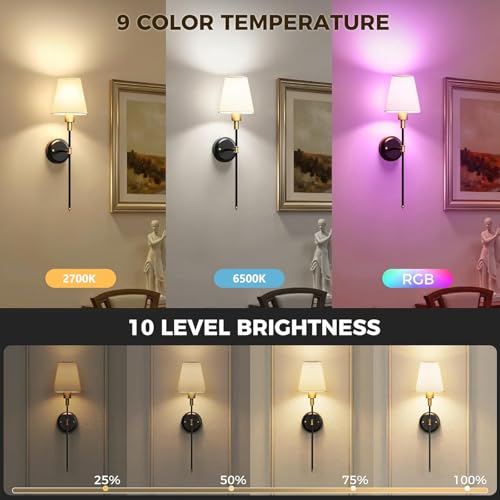 Apliques de pared LED sin cables regulables para salones sin luz neutra 2