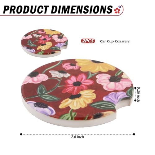 50% Off Absorbent Car Cup Holder Coasters with Floral Pattern - Image 2